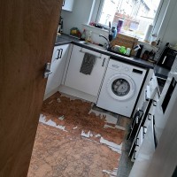 Dallas Drive, Kirkcaldy KY2 6NE: Kitchen floor getting replaced.